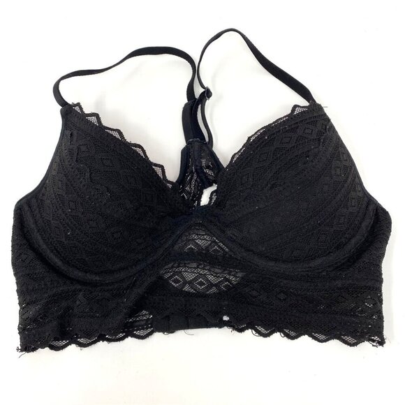 Victoria's Secret Other - Victoria's Secret PINK Black Lace Padded Underwire Bralette Size Small 34B